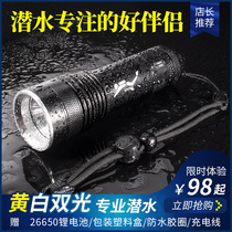 Diving flashlight portable professional searchlights outdoor waterproof strong light can charge ultra-lit night dive to catch sea lights