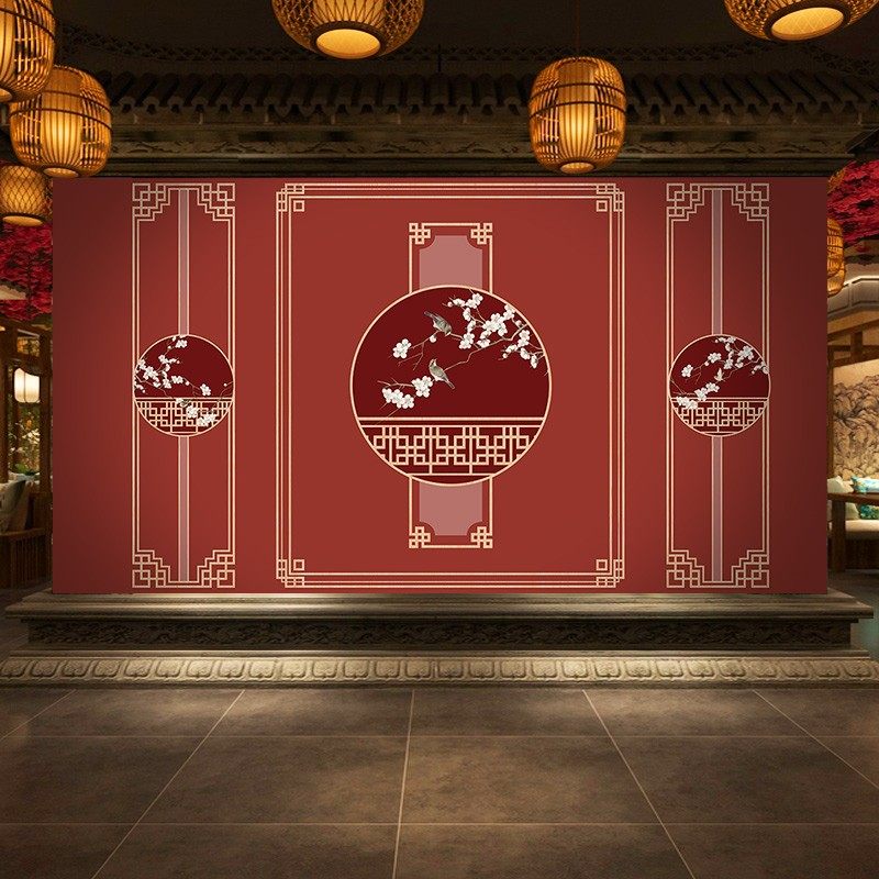 古风故宫红背景墙纸汉服拍照直播墙布中国风新中式剧本杀网红墙布