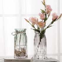 Eurostyle vertical edge glass vase Living room Colour transparent vase Hotel Creative dry flower rich and expensive bamboo flower arrangement pendulum