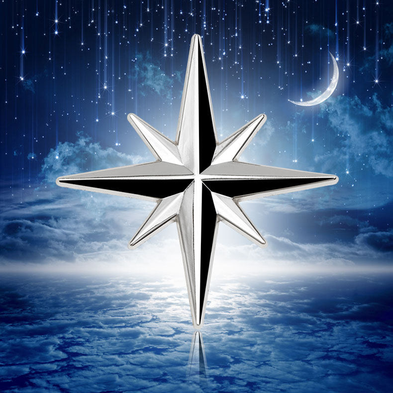 汽车北极星3d立体爱国金属车标车贴翼子板金属侧标汽车指南星尾标