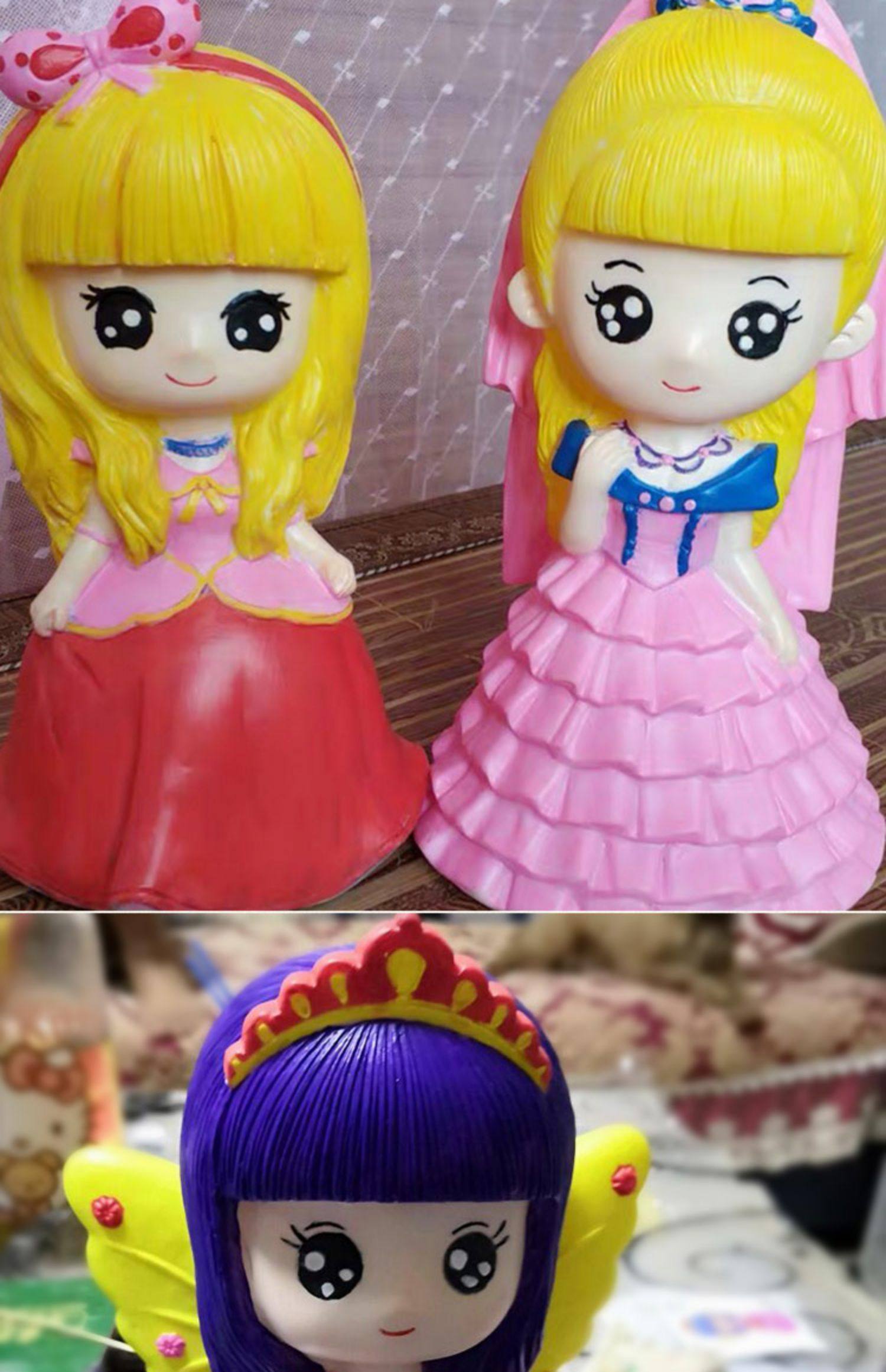 儿童手工diy白胚绘画亲子玩具 圣诞节彩绘石膏娃娃搪胶涂色存钱罐