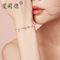 Star Moon Bracelet Female Sterling Silver Crystal Pearl Diamond Pendant Jewelry Gradient Blue Moonlight Stone Forest Series Joker Hand Jewelry