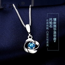 Felide sterling silver necklace Female Topaz pendant inlaid with Swarovski Zirconium fashion clavicle chain to send girlfriend gift