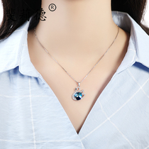 Felide Crystal Swan Necklace Female Tide Net Red 925 Sterling Silver Joker choker Korean Sweet Temperament Pendant