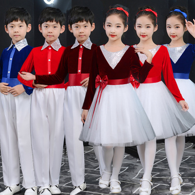 Children&apos;s chorus performance clothing primary and secondary school girls&apos; clothing class recitation performance pompous skirt