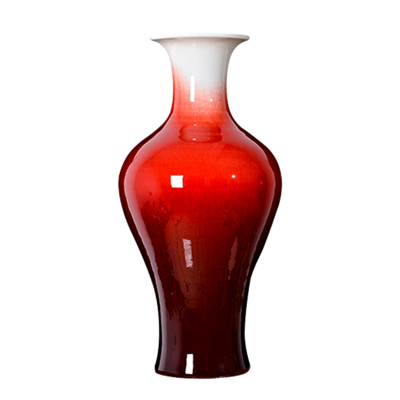 Jingdezhen ceramics up with ruby red flower arranging Chinese style living room TV cabinet ceramic vase porch decoration furnishing articles