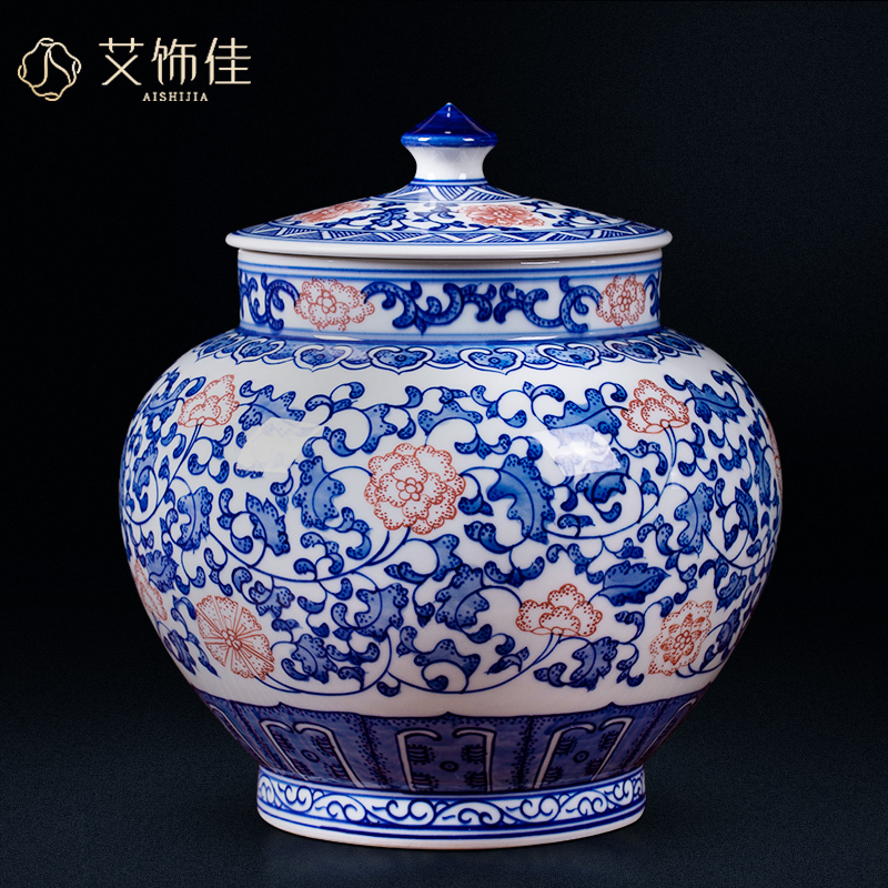 Blue and white porcelain of jingdezhen ceramics youligong storage jar archaize sitting room porch study Chinese collection furnishing articles