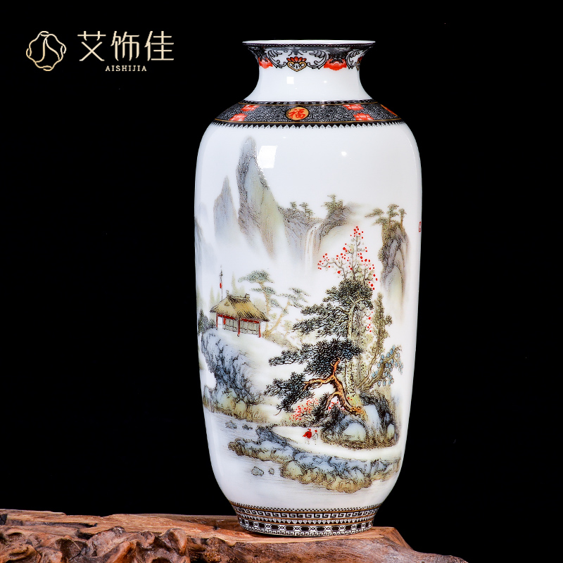 Jingdezhen ceramic pastel landscape dried flower arranging flowers sitting room place, a new Chinese TV ark, wine porch decoration