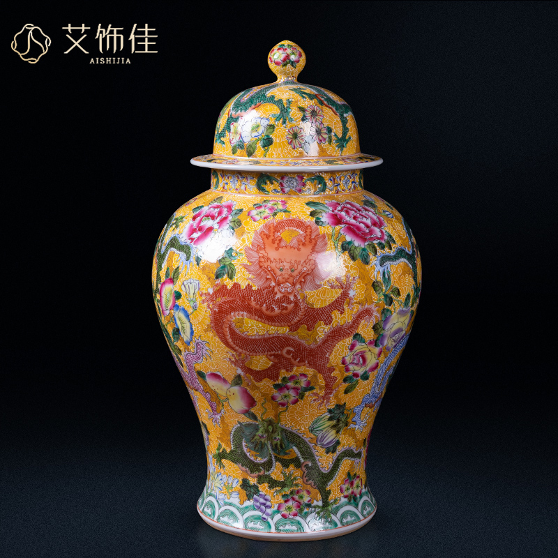 Jingdezhen ceramics imitation qianlong enamel dragon grain size general floor can decorate the sitting room TV ark, furnishing articles