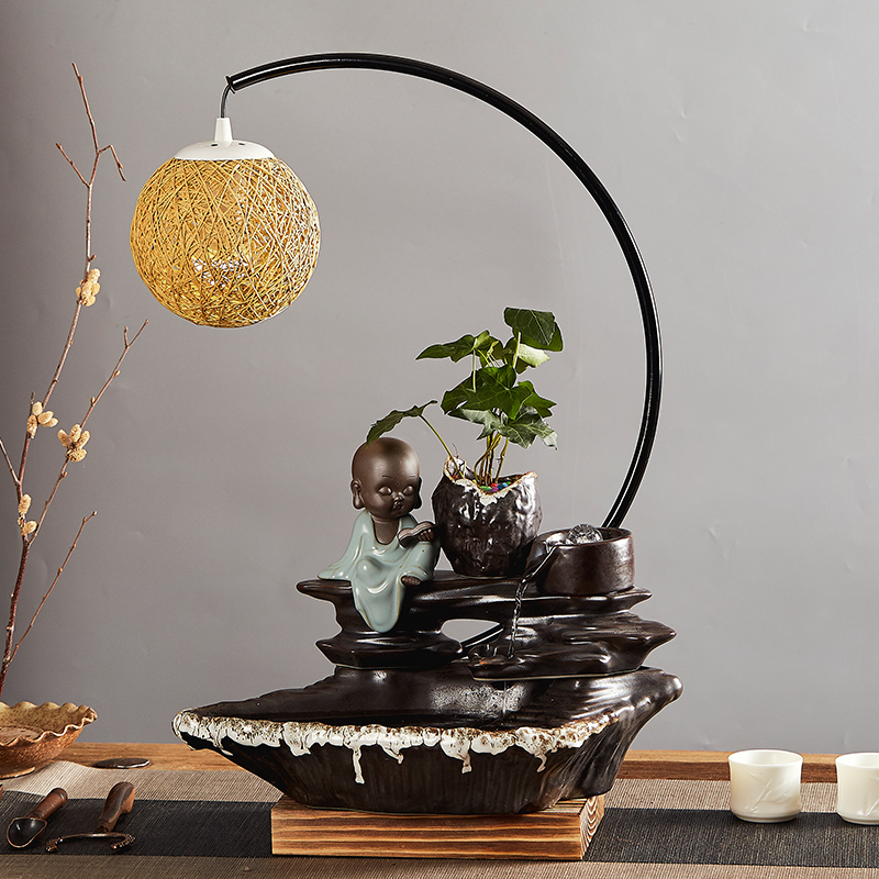 Zen ceramic aquarium water fountain place feng shui plutus sitting room of Chinese style household TV ark, desktop decoration