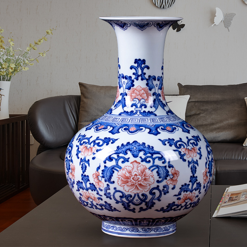 Jingdezhen ceramics vase hand - made archaize furnishing articles of blue and white porcelain flower arrangement of new Chinese style living room decoration gifts