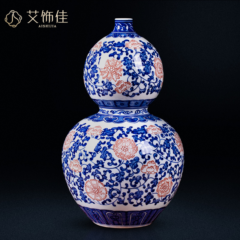 Jingdezhen ceramic vase bound branch lotus youligong archaize home sitting room porch of blue and white porcelain decorative furnishing articles