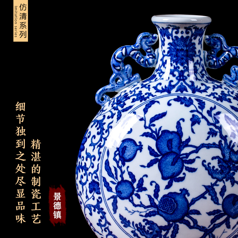 Jingdezhen ceramic antique hand - made of blue and white porcelain vases, flower arrangement furnishing articles rich ancient frame the sitting room of Chinese style household ornaments