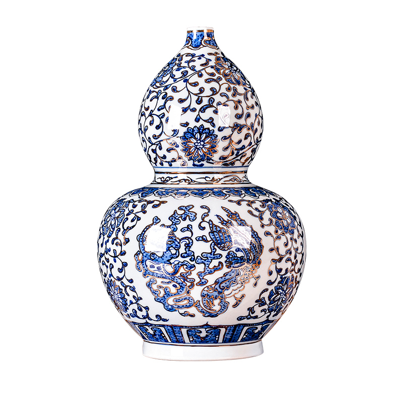 Jingdezhen ceramic hand - made the see colour blue and white porcelain vase branch lotus flower arranging Chinese sitting room adornment is placed a gift