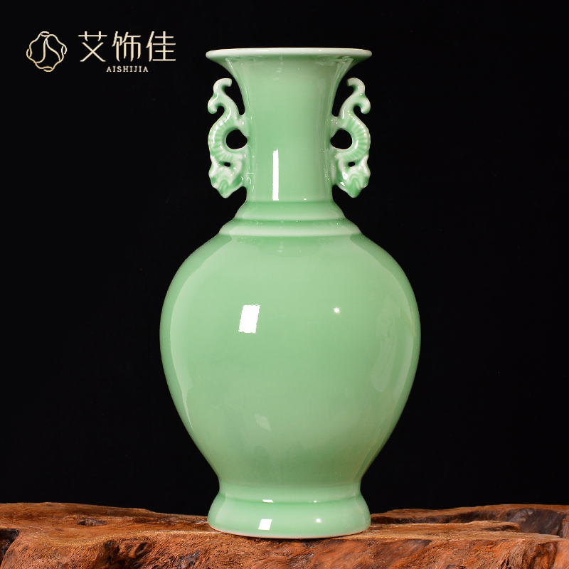 Jingdezhen ceramics archaize shadow blue glaze flower arranging ears vase Chinese style living room TV ark adornment furnishing articles