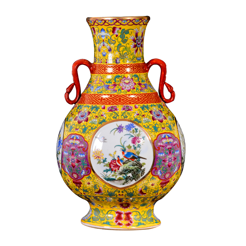 Jingdezhen ceramic antique ears enamel vase Chinese rich ancient frame TV ark, decoration crafts are sitting room