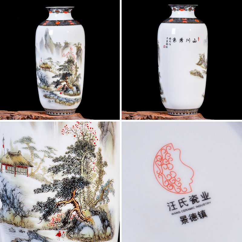 Jingdezhen ceramic pastel landscape dried flower arranging flowers sitting room place, a new Chinese TV ark, wine porch decoration