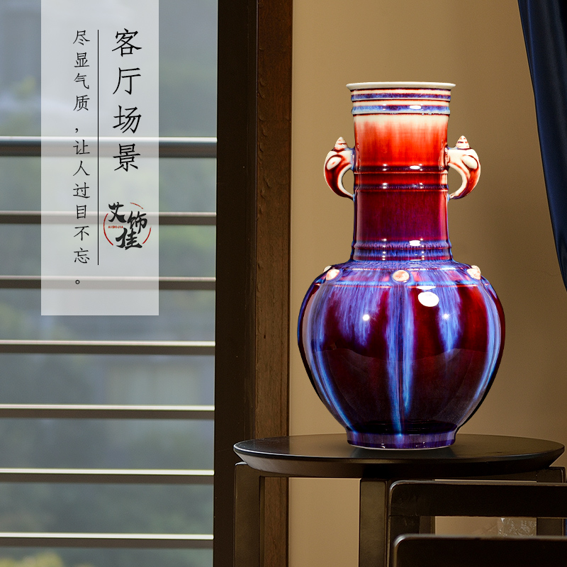 Archaize of jingdezhen ceramic up with ruby red flower arrangement home furnishing articles new Chinese vase, the sitting room TV ark, adornment