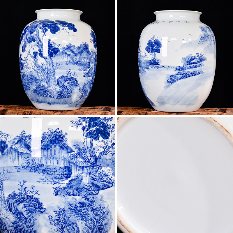 Jingdezhen ceramics hand - made green flower brook mountain autumn sunny vase Chinese flower arranging sitting room adornment is placed TV ark