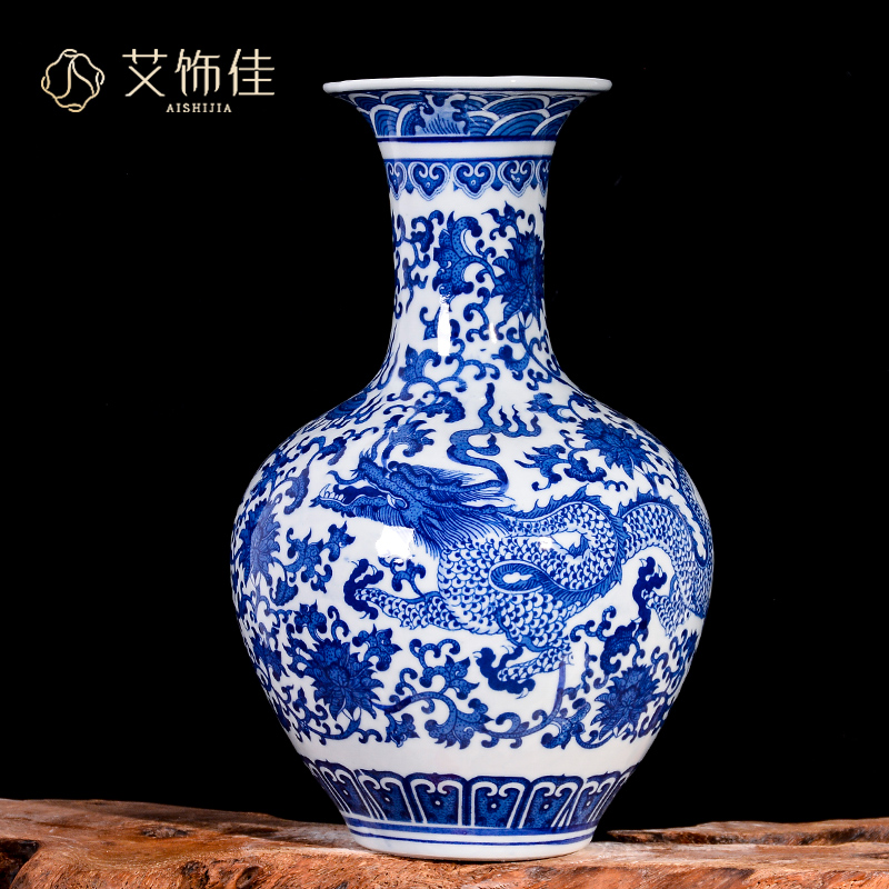 Blue and white porcelain vases, flower arranging furnishing articles of jingdezhen ceramics Chinese style household flower arrangement sitting room decorates porch crafts