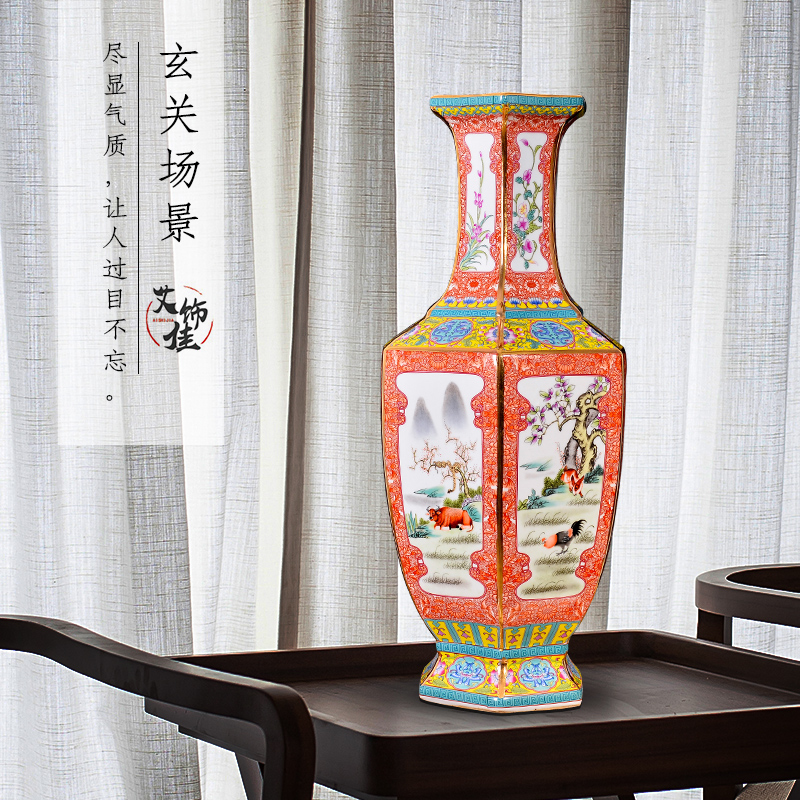 Archaize of jingdezhen ceramics colored enamel flower arranging new Chinese style classical vase home decoration crafts are sitting room