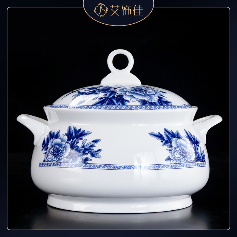 High - grade 58 skull jingdezhen blue and white porcelain porcelain tableware dishes suit household hotel housewarming gift gift company