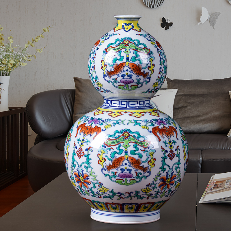 Jingdezhen ceramics colorful live gourd bottle antique flower arranging furnishing articles home sitting room ark, classic adornment