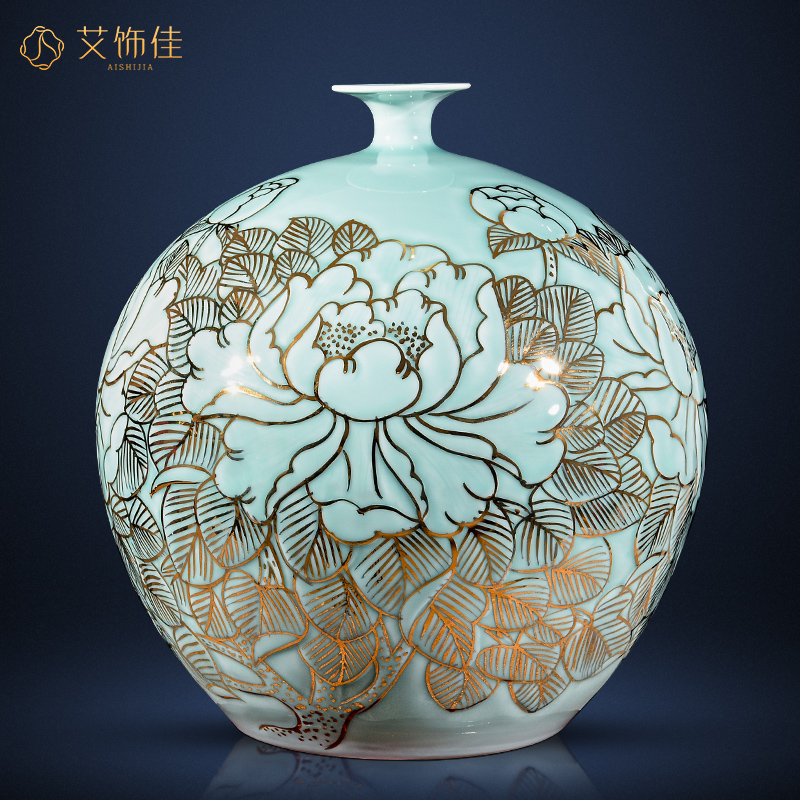 Jingdezhen ceramics hand - made of new Chinese style light see colour vase type pomegranate flower arranging office sitting room key-2 luxury furnishing articles