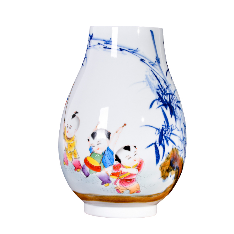 Jingdezhen ceramic hand - made lad dry flower arranging flowers is placed the new Chinese style living room TV cabinet decorative vase crafts