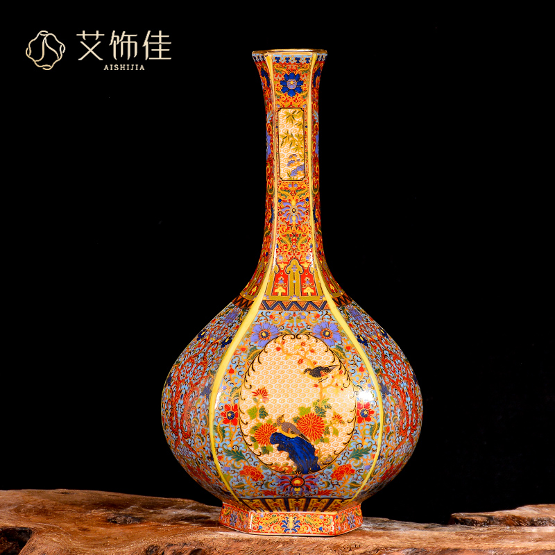 Archaize colored enamel vase Chinese jingdezhen ceramics sitting room adornment household TV ark, rich ancient frame furnishing articles