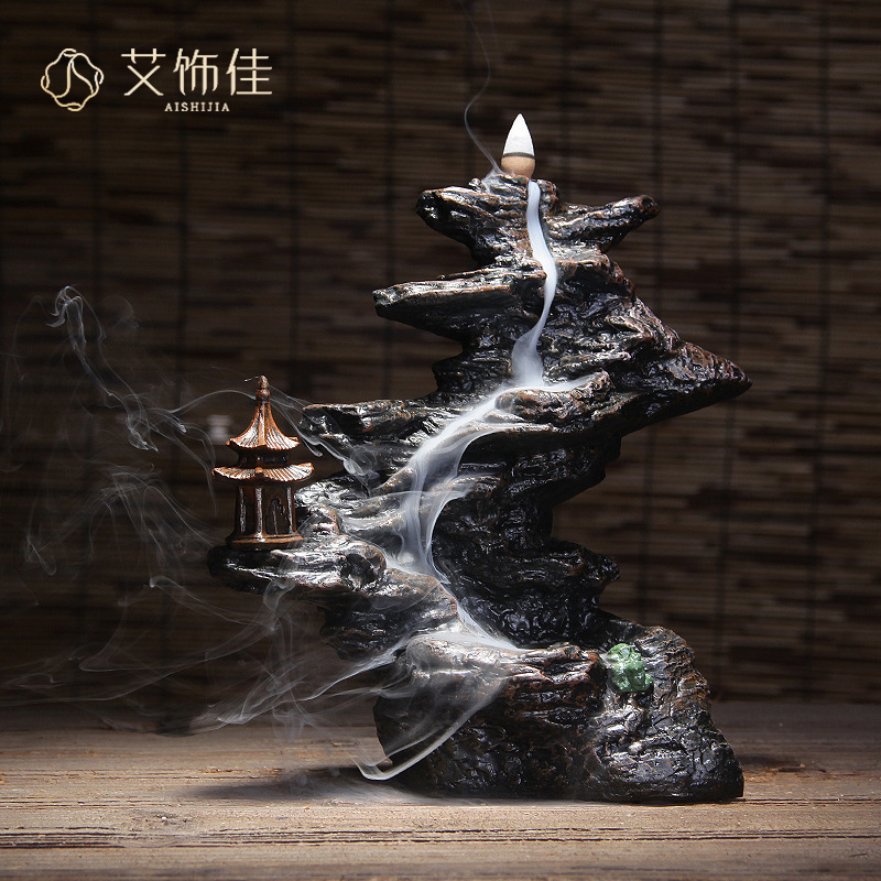 Mountain stream back censer ornamental rockery ceramic creative large smoked incense buner home sitting room porch place