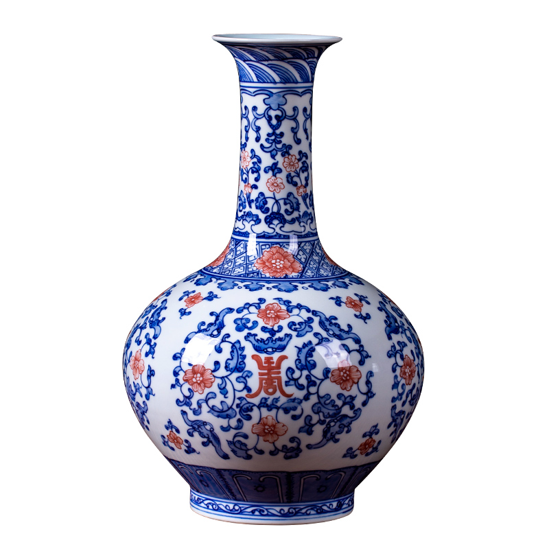 Jingdezhen ceramics archaize youligong of blue and white porcelain vase flower arrangement home sitting room TV ark adornment furnishing articles