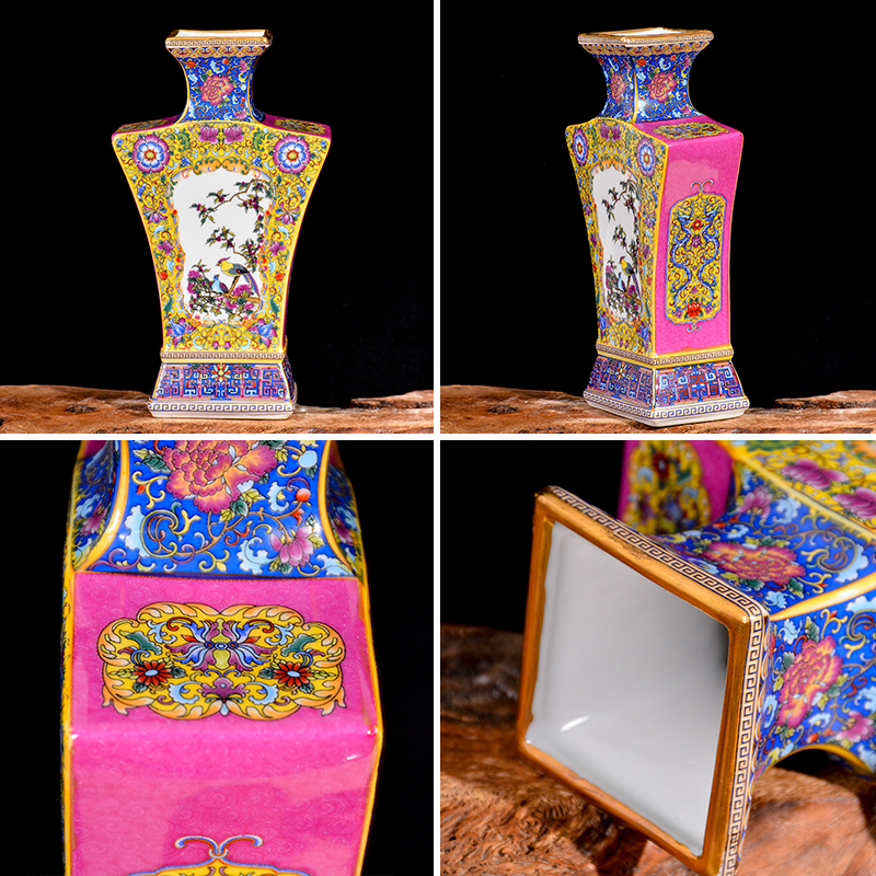 Jingdezhen ceramics colored enamel antique vases, flower arranging rich ancient frame TV ark, sitting room adornment collection furnishing articles