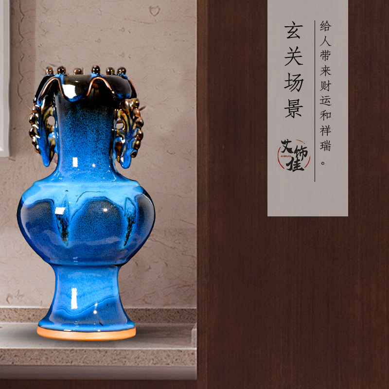 Jingdezhen ceramics up blue flower arranging the sitting room TV ark place Chinese vase, the sitting room porch decoration