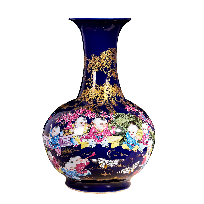 Jingdezhen large ground ceramic vases, flower arrangement craft living room TV cabinet of new Chinese style household adornment furnishing articles