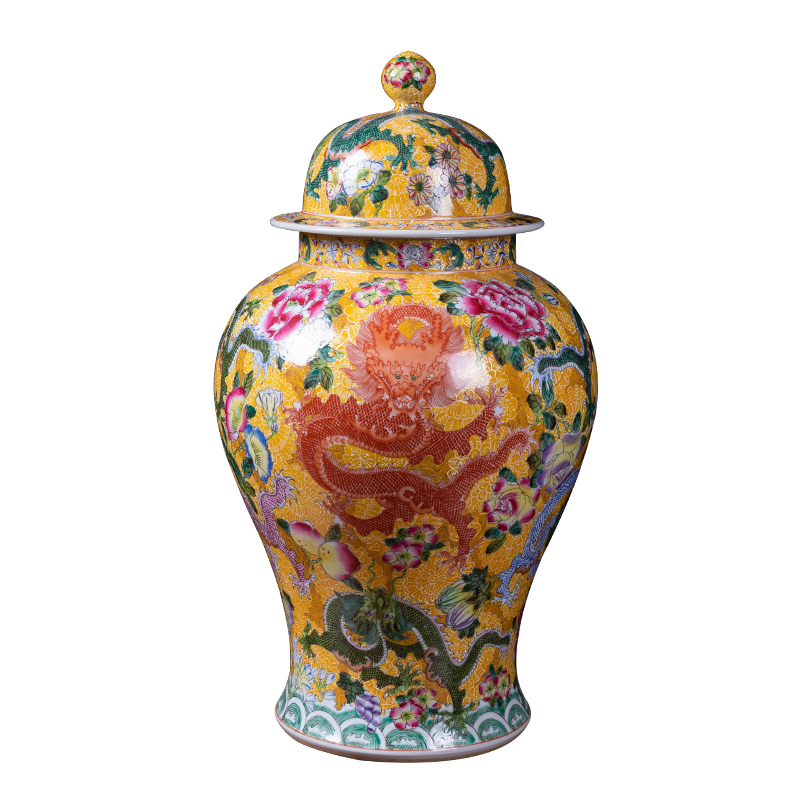 Jingdezhen ceramics imitation qianlong enamel dragon grain size general floor can decorate the sitting room TV ark, furnishing articles