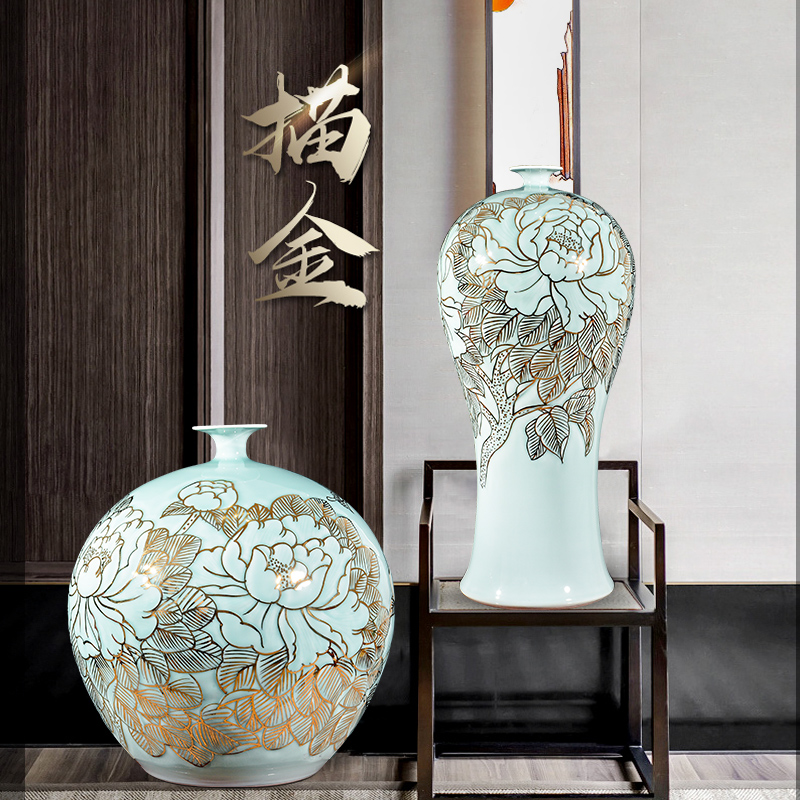 Jingdezhen ceramics hand - made light see vases, new Chinese style household living room key-2 luxury furnishing articles large porch TV ark