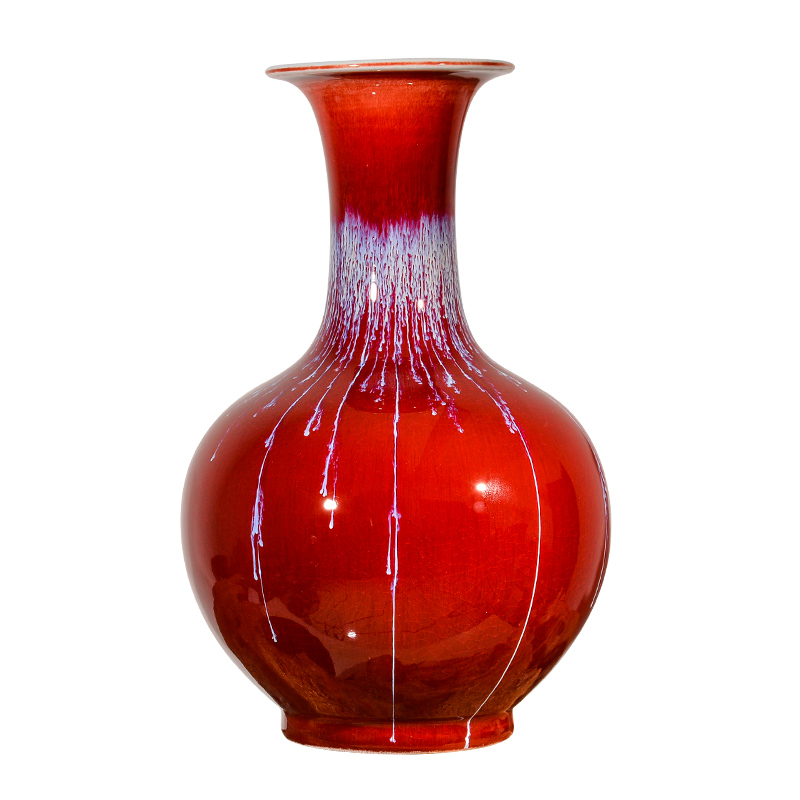 Jingdezhen ceramics up with ruby red insert decorative vase sitting room of Chinese style household crafts are rich ancient frame collection