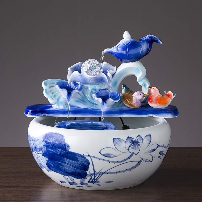 Jingdezhen ceramics aquarium water fountain household rockery fountain TV ark, sitting room office furnishing articles
