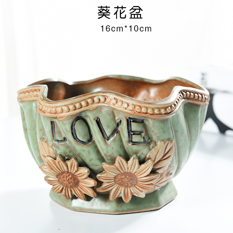 Hydroponic refers to flower pot ceramic lucky bamboo copper grass withered lotus bowl lotus water raise creative large - diameter fleshy flower pot