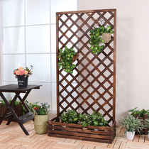 Outdoor anti-corrosion wood grid flower rack Indoor solid wood balcony partition fence flower pot rack Outdoor plant climbing pergola