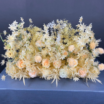 Wedding new fake flower simulation road guide flower row wedding hall layout flower row guide flower row flower Chinese red flower art