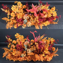 New flower row wedding row flower road guide Flower Ball simulation hanging flower wedding hall floral decoration table flower art long flower