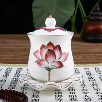 Red lotus water cup for cup of Buddha before supplies ceramic for Buddha holy water Cup autumn Guanyin water purification for Cup Buddhist supplies