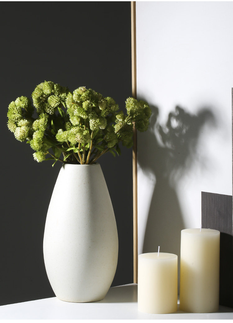 北欧黑白简约手工小花瓶干花插花台面陶瓷摆件客厅电视柜餐桌装饰