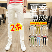 Casual Pants Mens Summer Thin style Han version Trend Body Straight Cylinder Elastic Light Business Small Foot Long Pants Men 100 hitch