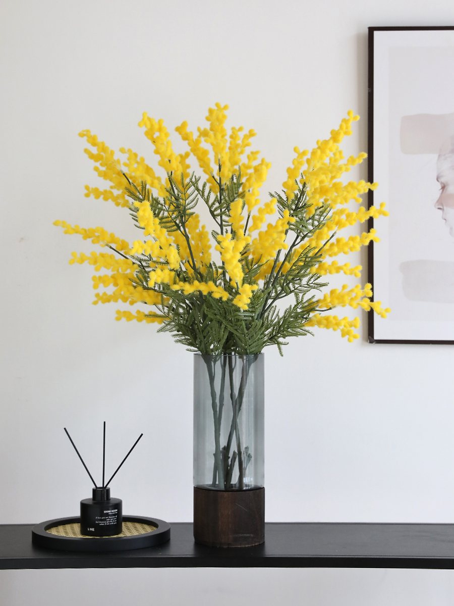 Taihuan an Acacia Artificial/Fake Flower Furnishings Yellow Model Room Ornamental Flower Dining Table Flower in Living Room Flower Arrangement Ornaments