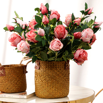 Thai ring Bulgarian rose simulation single fake flower European silk flower table vase decorative flower arrangement ornaments