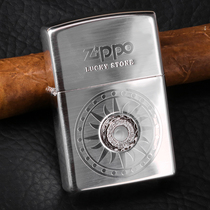 Original treasure zippo windproof kerosene lighter mirror brushed sticker lucky stone lettering for men