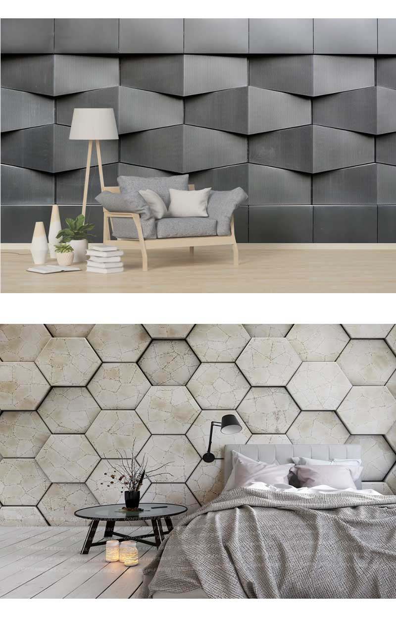 3d立体简约现代蜂窝几何墙纸三角客厅卧室餐厅壁画背景墙无缝壁纸